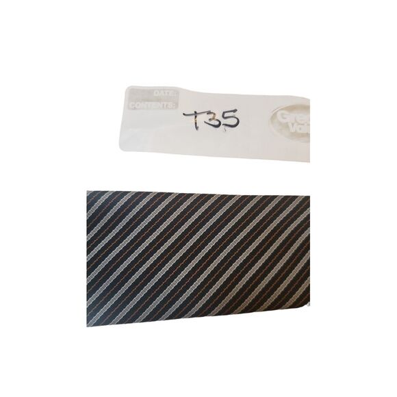 Duxbury Ltd Mens Neck Tie Black‎ Gray Repp Striped 100% Polyester Made in USA - Picture 12 of 12